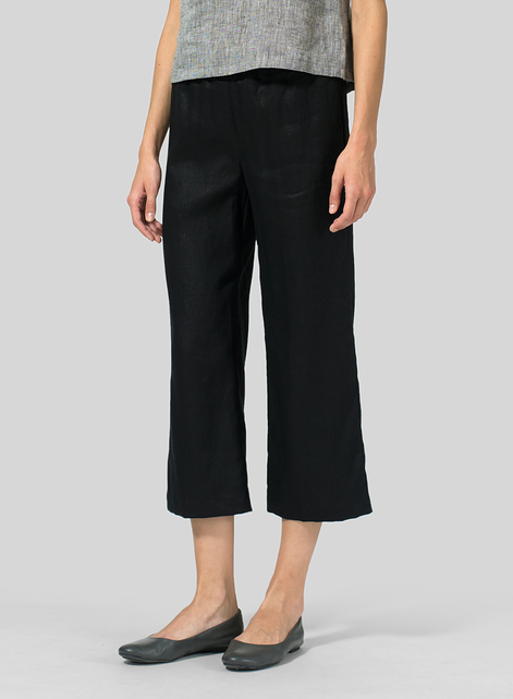 Linen Straight Leg Cropped Pants