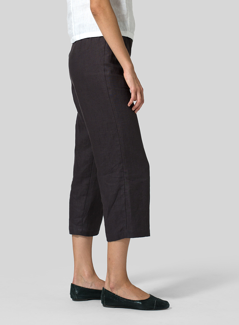 Linen Straight Leg Cropped Pants