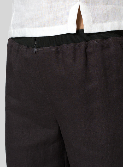 Linen Straight Leg Cropped Pants