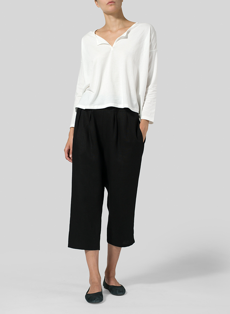 Linen High Waisted Full Elastic Pants