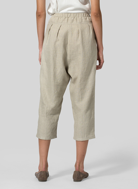 Linen High Waisted Full Elastic Pants