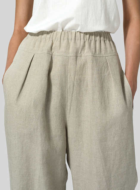 Linen High Waisted Full Elastic Pants