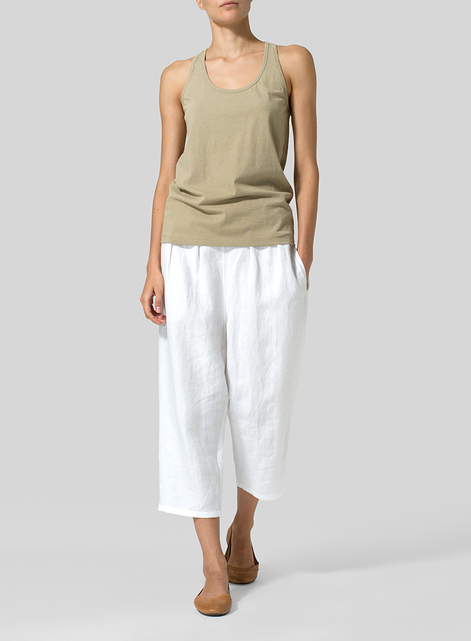 Linen High Waisted Full Elastic Pants