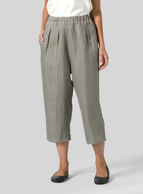 Linen High Waisted Full Elastic Pants