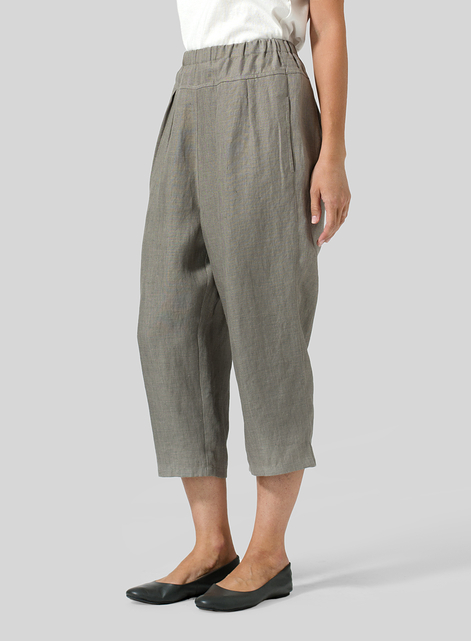 Linen High Waisted Full Elastic Pants