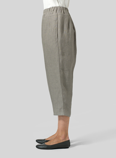 Linen High Waisted Full Elastic Pants