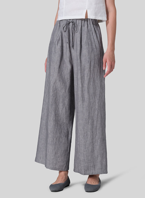 Linen Straight Elastic Long Pants