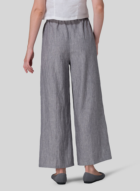 Linen Straight Elastic Long Pants