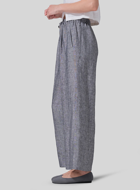 Linen Straight Elastic Long Pants