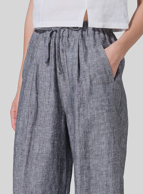 Linen Straight Elastic Long Pants