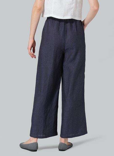 Linen Straight Elastic Long Pants