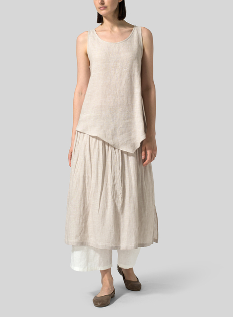 Linen Two-layer Long Culottes