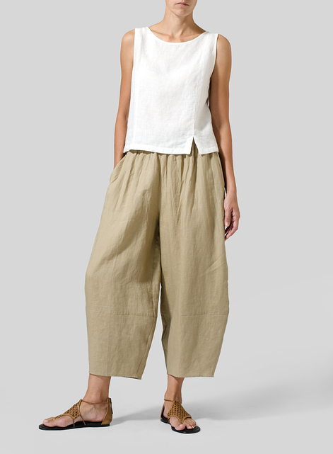 Linen Lantern Ankle Pants