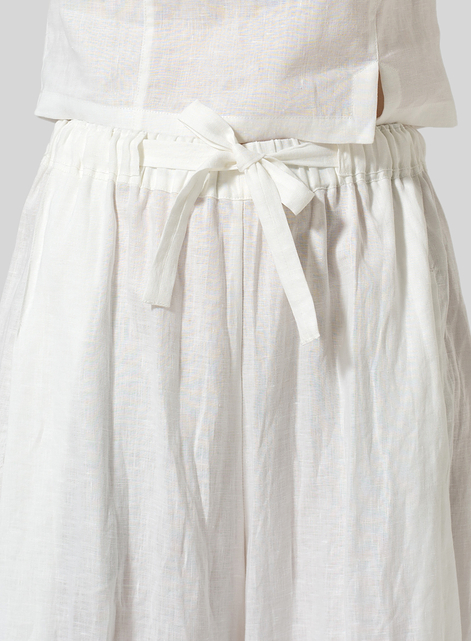 Linen Cropped Wide Leg Lounge Pants