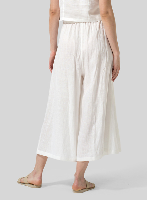 Linen Cropped Wide Leg Lounge Pants