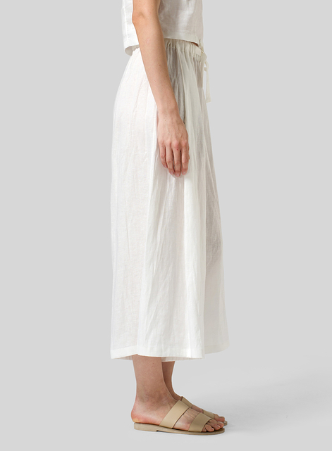 Linen Cropped Wide Leg Lounge Pants