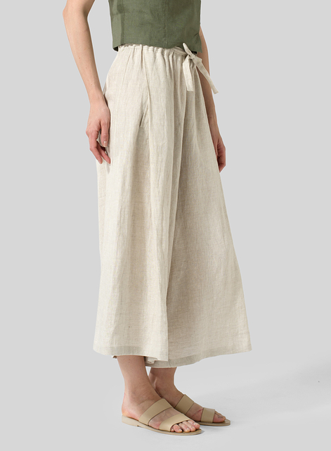 Linen Cropped Wide Leg Lounge Pants