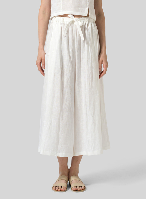 Linen Cropped Wide Leg Lounge Pants