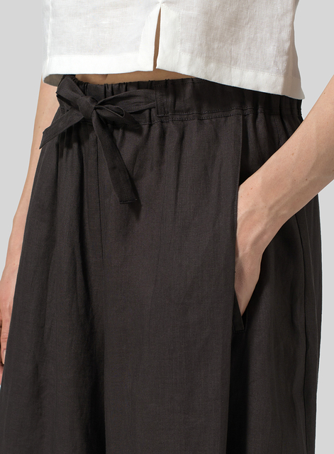 Linen Cropped Wide Leg Lounge Pants