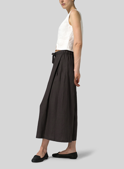 Linen Cropped Wide Leg Lounge Pants