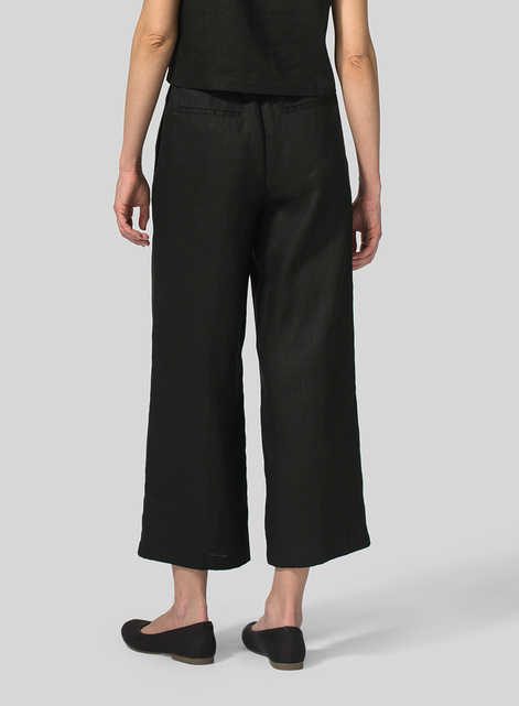 Linen Drawstring Cropped Pants