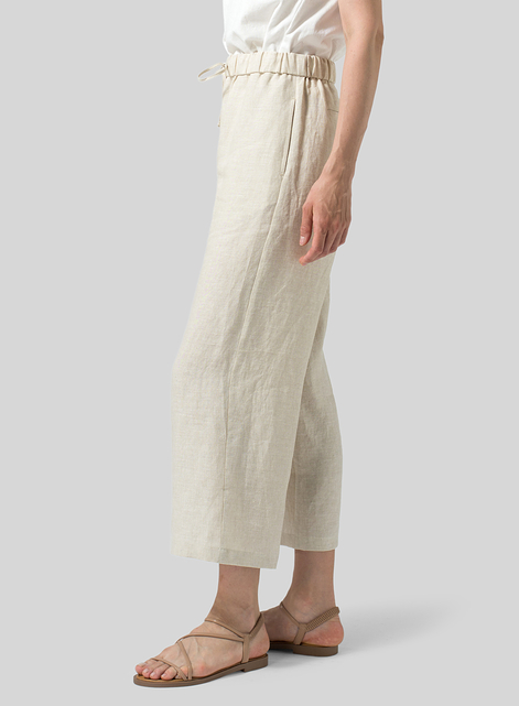 Linen Drawstring Cropped Pants