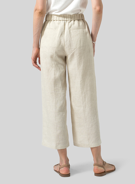 Linen Drawstring Cropped Pants