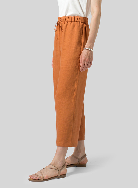 Linen Drawstring Cropped Pants