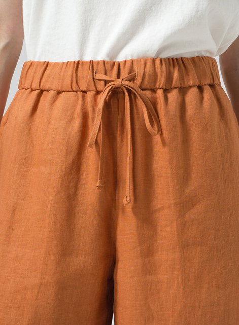 Linen Drawstring Cropped Pants