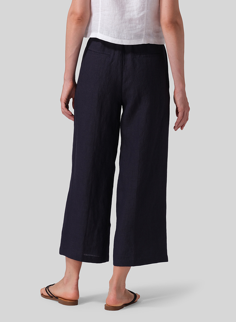 Linen Drawstring Cropped Pants