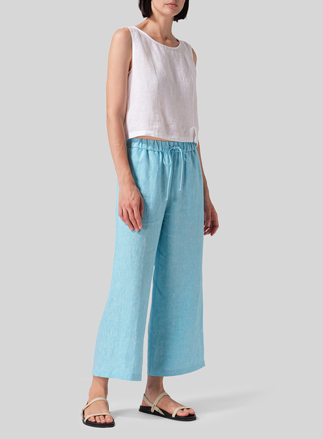 Linen Drawstring Cropped Pants