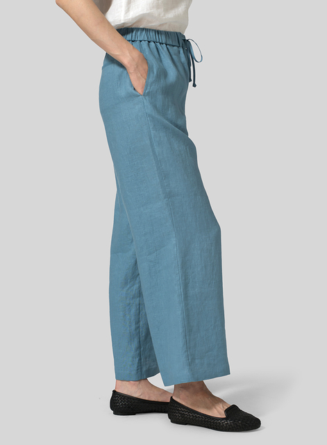 Linen Drawstring Long Pants