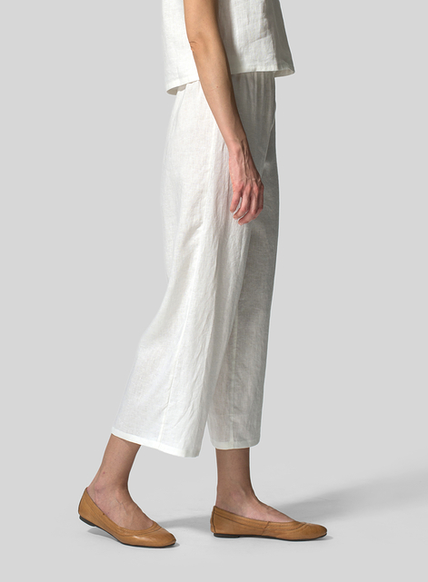 Linen Straight Cropped Pants