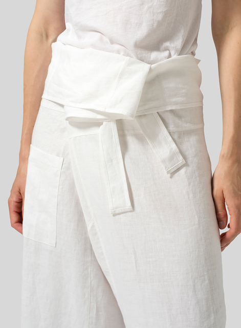 Linen Thai Style Tie Loose Pants