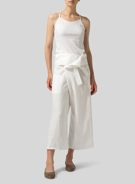 Linen Thai Style Tie Loose Pants