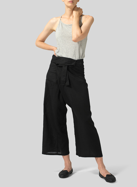 Linen Thai Style Tie Loose Pants