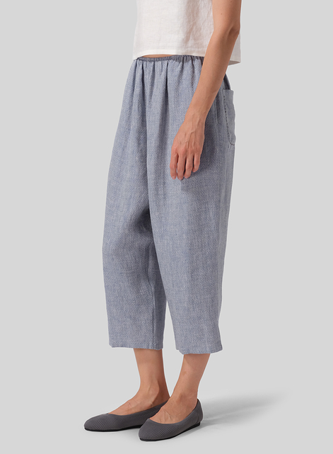 Heavy Linen Cropped Baggy Pants