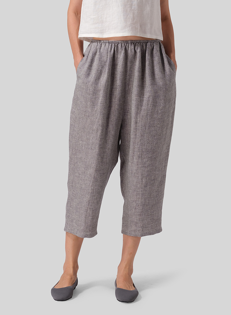 Heavy Linen Cropped Baggy Pants