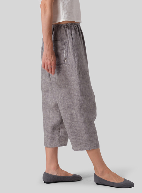 Heavy Linen Cropped Baggy Pants