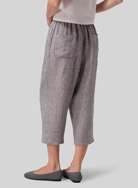 Heavy Linen Cropped Baggy Pants