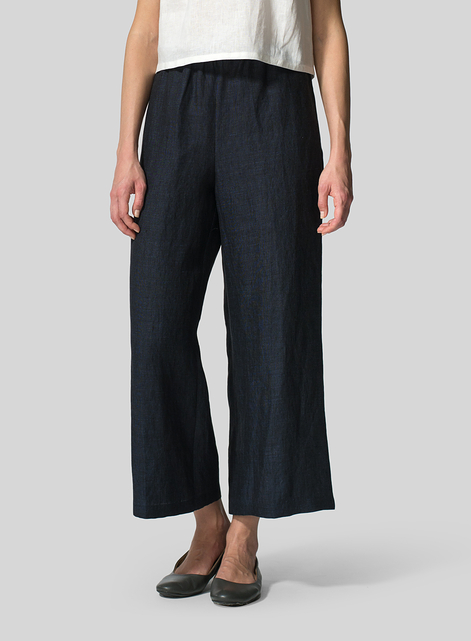 Linen Straight Leg Pull-On Pants