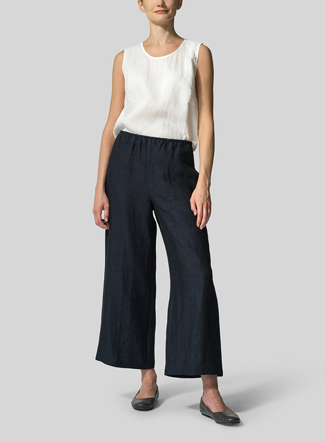 Linen Straight Leg Pull-On Pants