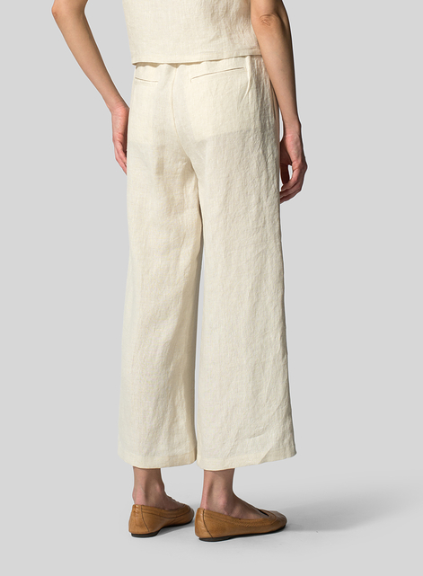 Linen Straight Leg Pull-On Pants