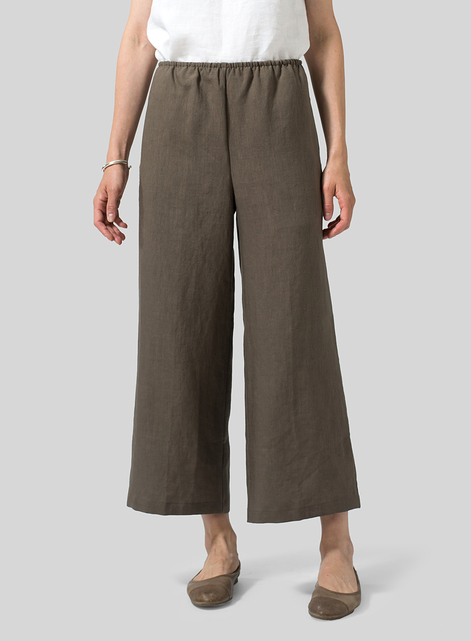 Linen Straight Leg Pull-On Pants