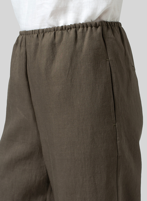 Linen Straight Leg Pull-On Pants