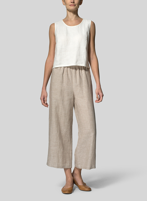 Linen Straight Ankle Pants