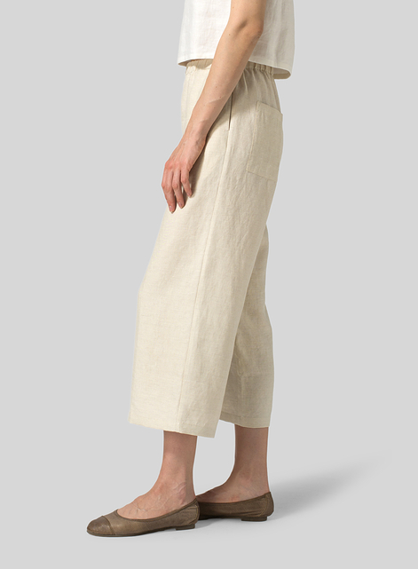 Linen Straight Ankle Pants