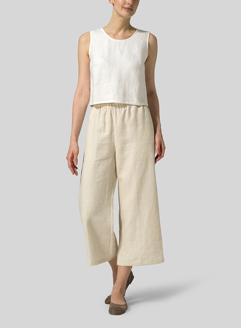 Linen Straight Ankle Pants