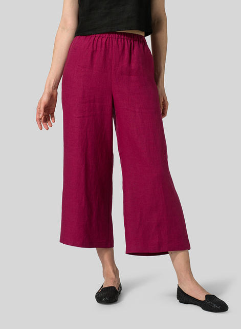 Linen Straight Ankle Pants