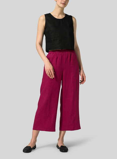 Linen Straight Ankle Pants